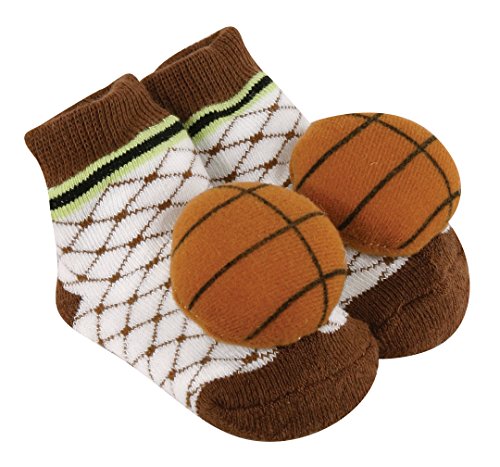 Stephan Baby Sports Fun Non-Skid Rattle Socks, Basketball, 6-12 Months