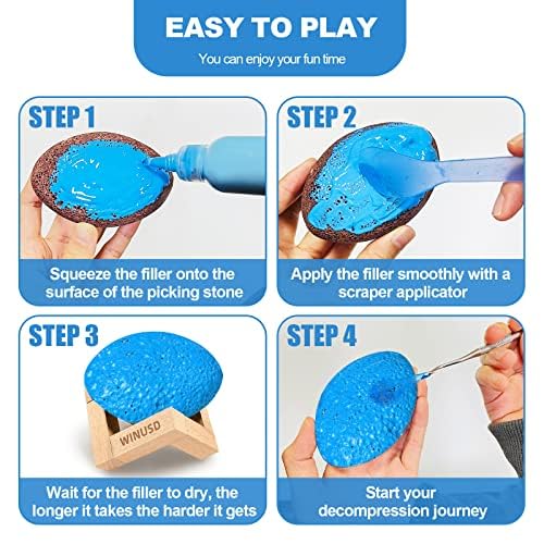 Pick and Peel Stone Kit, Skin Picking Fidget Toys, Picky Pad Stone, 2Pcs Pick Stone Kit for Anxiety Relief Adult Fidget Toys - Image 4