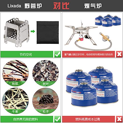 Fogão Externo, Romacci Fogão portátil de titânio leve dobrável a lenha Fogão de bolso Cozinha ao ar