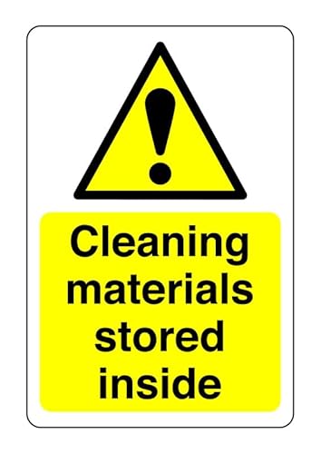 Safety First Display LTD Cleaning materials stored inside sign - 1.2mm Rigid plastic for indoor/outdoor usage (150mm x 100mm) Viewing Distance within 3m.