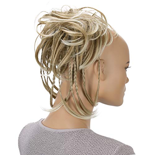 CAISHA Jumbo Scrunchie Braided Updo Wavy Messy Bun Hairpiece Blond