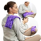 Hot Pockets Microwavable Heating Pads for Back Pain Relief - 3 Pockets Rice Bags for Heat Therapy and Cold Therapy with Washable Cover - American Brand Microwave Heat Packs (Purple Flowers)