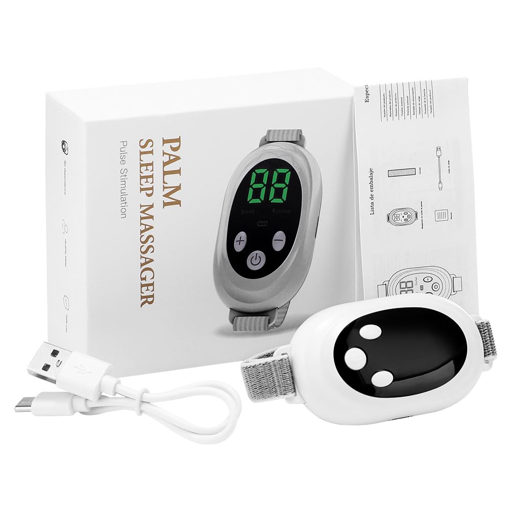 Veemuna Dispositif d'aide au sommeil naturelle et anti-stress Appareil d'aide au sommeil à micro-courant, portable avec chargement USB, bandoulière réglable et fonction anti-anxiété.
