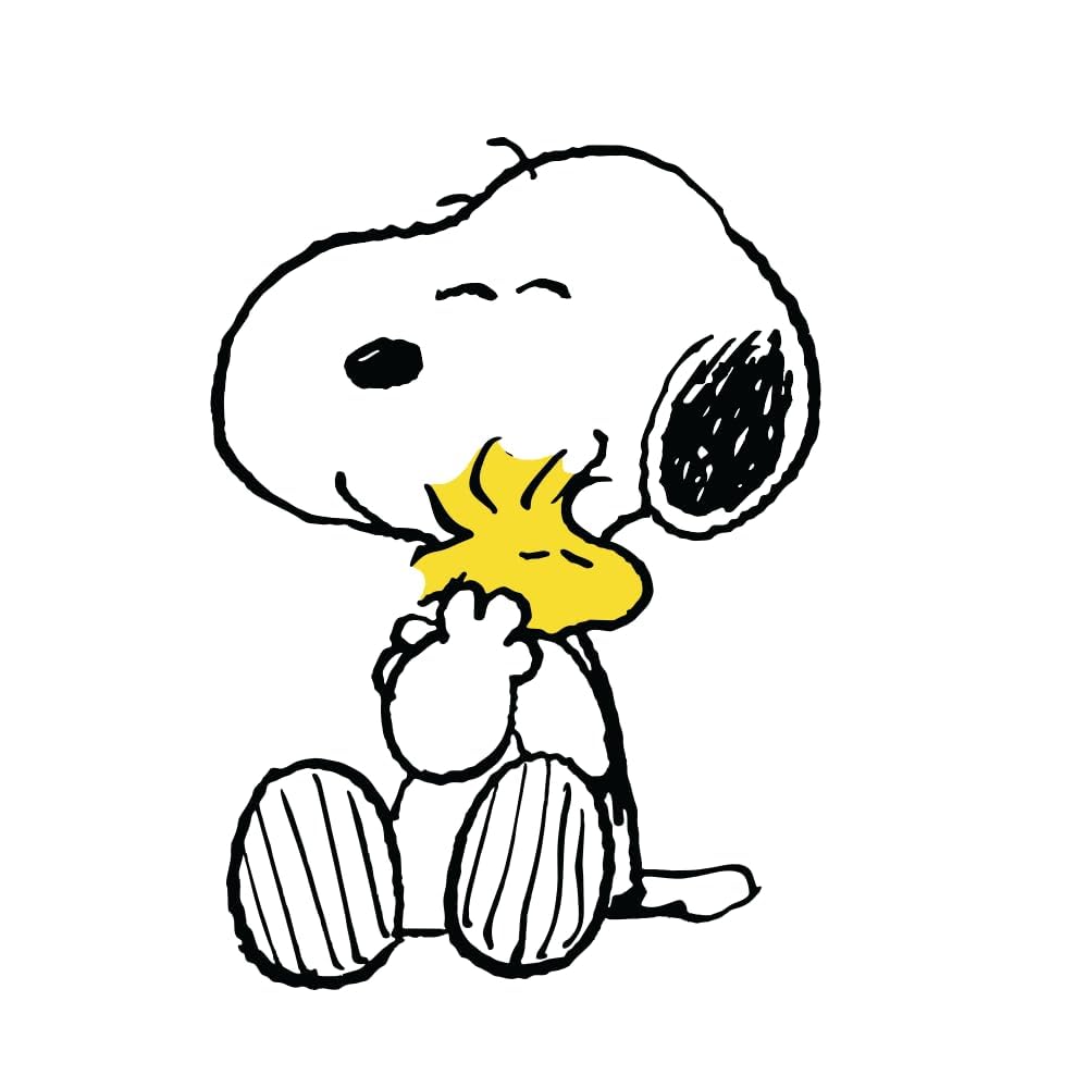 Snoopy Hugging Woodstock Adhesive Vinyl Decal, Cute Snoopy Weather Resistant Sticker for Car, MacBook & Phone Case (4.5" x 3.5")