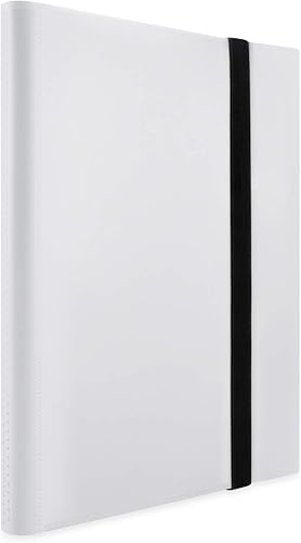 Álbum de carpetas de tarjetas coleccionables de 360 bolsillos, bolsillos de polipropileno de carga lateral, fundas para tarjetas y cupones (blanco)