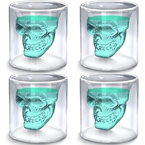 Vasos de chupito Saijer Skull de doble capa con diseño de calavera Cover