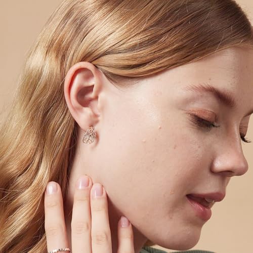 Boma Jewelry Sterling Silver Open Cut Out Tree Leaf Nature Post Hoop Earrings3