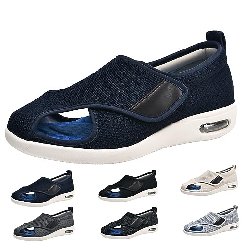Zapatillas Ligeras para Caminar para Mujeres, Sandalias para Diabéticos, Zapatos para Edema De Artritis De Ancho Ajustable para Personas Mayores (Blue Men US 7.5)