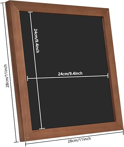 Miniatura 2 de Pizarra de superficie magnética, 11.8 x 15.7 pulgadas, marco de madera marrón vintage, pizarra negra de pared para usar en casa, oficina y