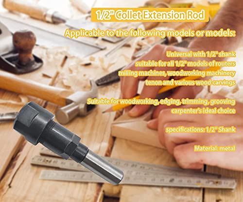 Redparts 1/2 Inches Shank Router Bit Collet Extension With 2-1/4 Inches Additional Travel, Adapter For 1/2-Inch Shank Bits Extends The Router Bit An Additional 2-1/4 Inches #TOP4