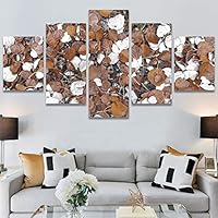 SIGNWIN 5 Panel Canvas Wall Art Modern Art Decorative Elements Expressive Leaves Multicolor Patterns Photography for Home Decorations Ready to Hang - 60