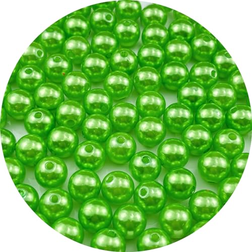YUEXIGO 100pcs Pearl Beads for Crafts 12mm Resin Pearl for Jewelry Making Round Bulk Pearls Beads with Hole for Sewing Crafts Decoration Necklaces Bracelets Earrings Making(Light Green)