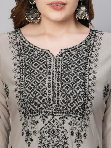 Image of RATAN Rayon Straight Lucknowi Chikankari Ethnic Wear Kurta for Women