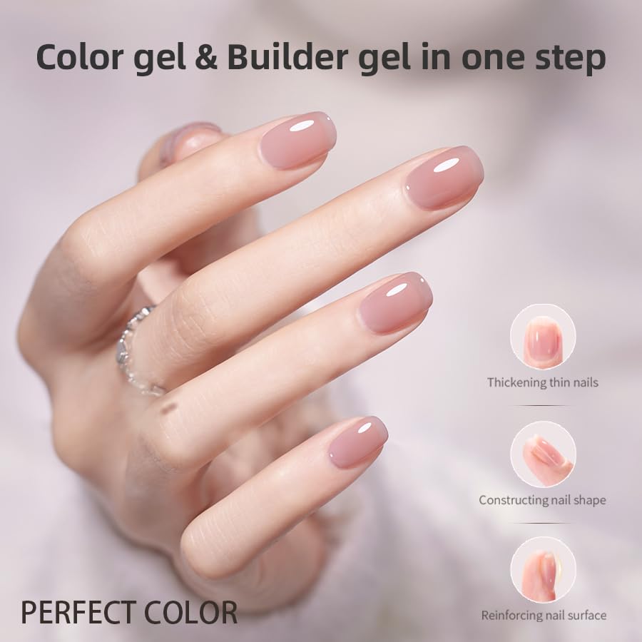 PERFECT COLOR Builder Gel Para Uñas 15ml Milky Pink Nude miniatura 3