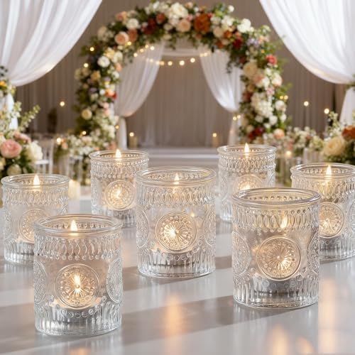 Przezroczysty szklany świecznik na podgrzewacze, przezroczyste św...