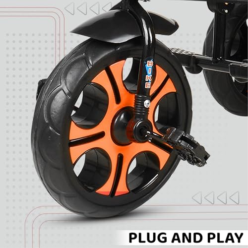 Image of Tricycle 1 Years to 5 Years with Removable Safety Guard and Parental Control Back Side Push Handle with Rubber Tyre for Kid's CR07 (Orange 4)
