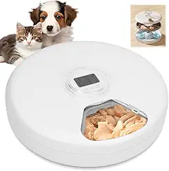 Alimentador Automático de Alimentos Secos Branco, Alimentador Automático para Gatos, Comedouro Automático para Gatos, 6 Refeições Alimentador Automático Sem Fio para Animais de Estimação, Branco