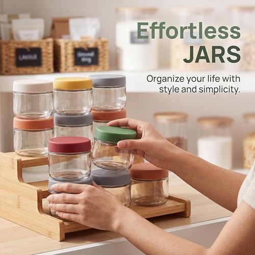 Image of EONJOE 8 oz Small Glass Containers with Lids, Food Storage Jars, 6pk