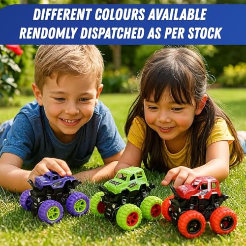 Image of 4WD Friction Powered Monster Truck Toy Push & Go Off-Road Car for Kids Amazing 360 Stunts All-Terrain Grip Vibrant Colors for Boys Girls Birthday Christmas Fun Play (Color May Vary)