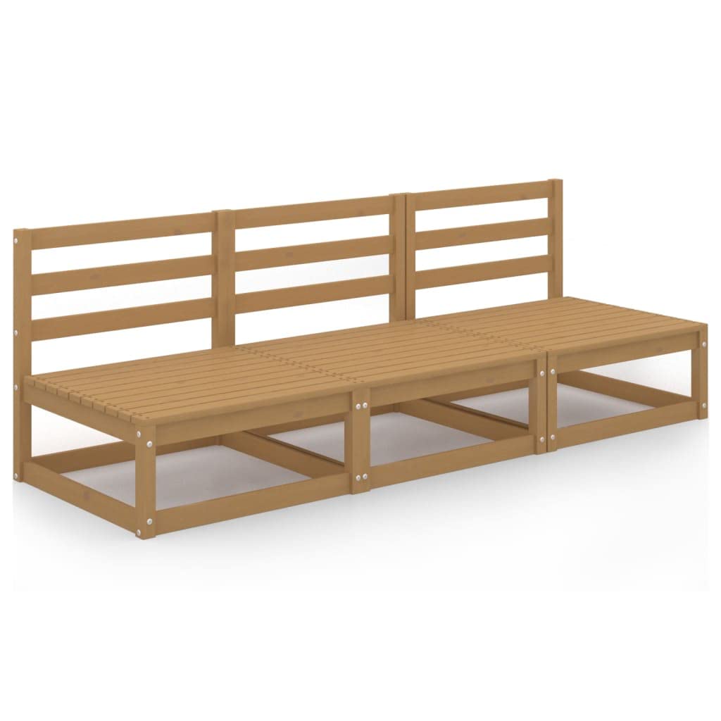Canapé de jardin 3 places en pin massif marron miel modulaire