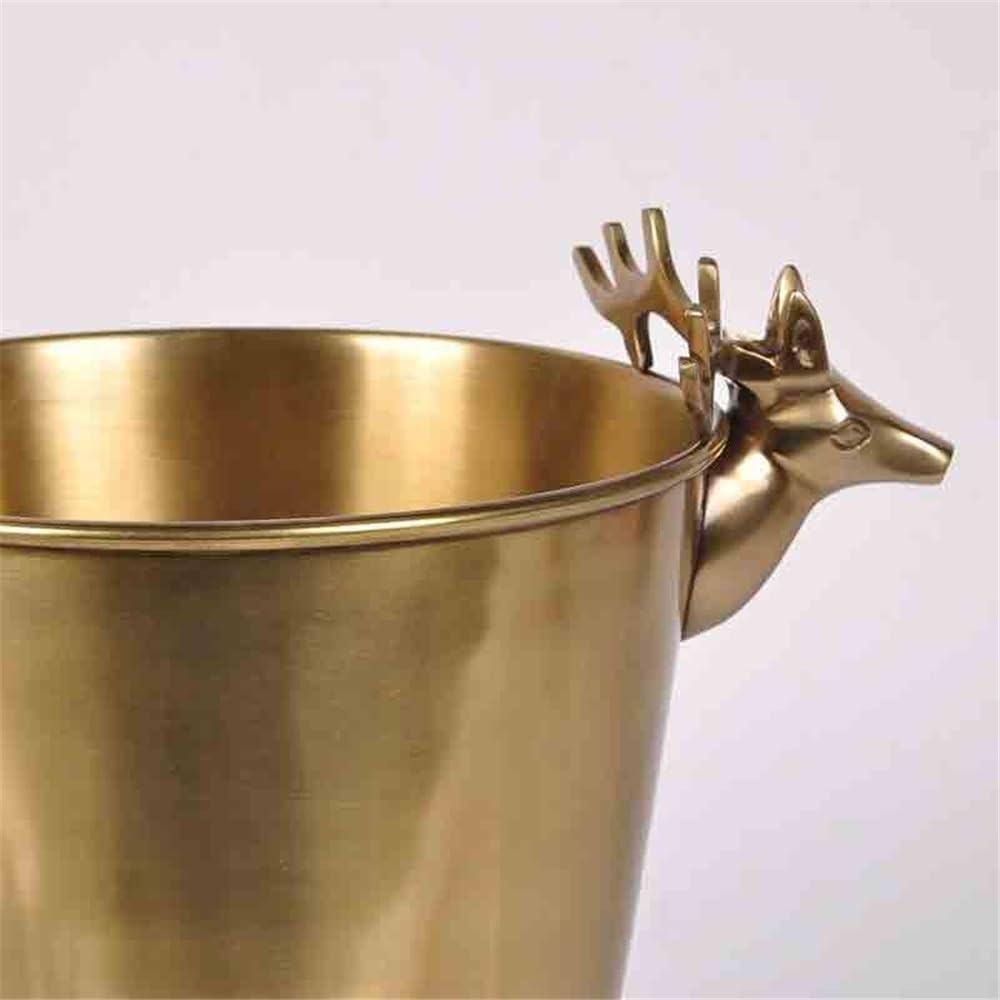 cubo de bebidas Cubo de hielo de latón hecho a mano, cubo de hielo refrigerado grande, cubo de pellets de hielo, accesorio de adorno interior Mantiene el hielo frío y seco. Ideal para bares, f