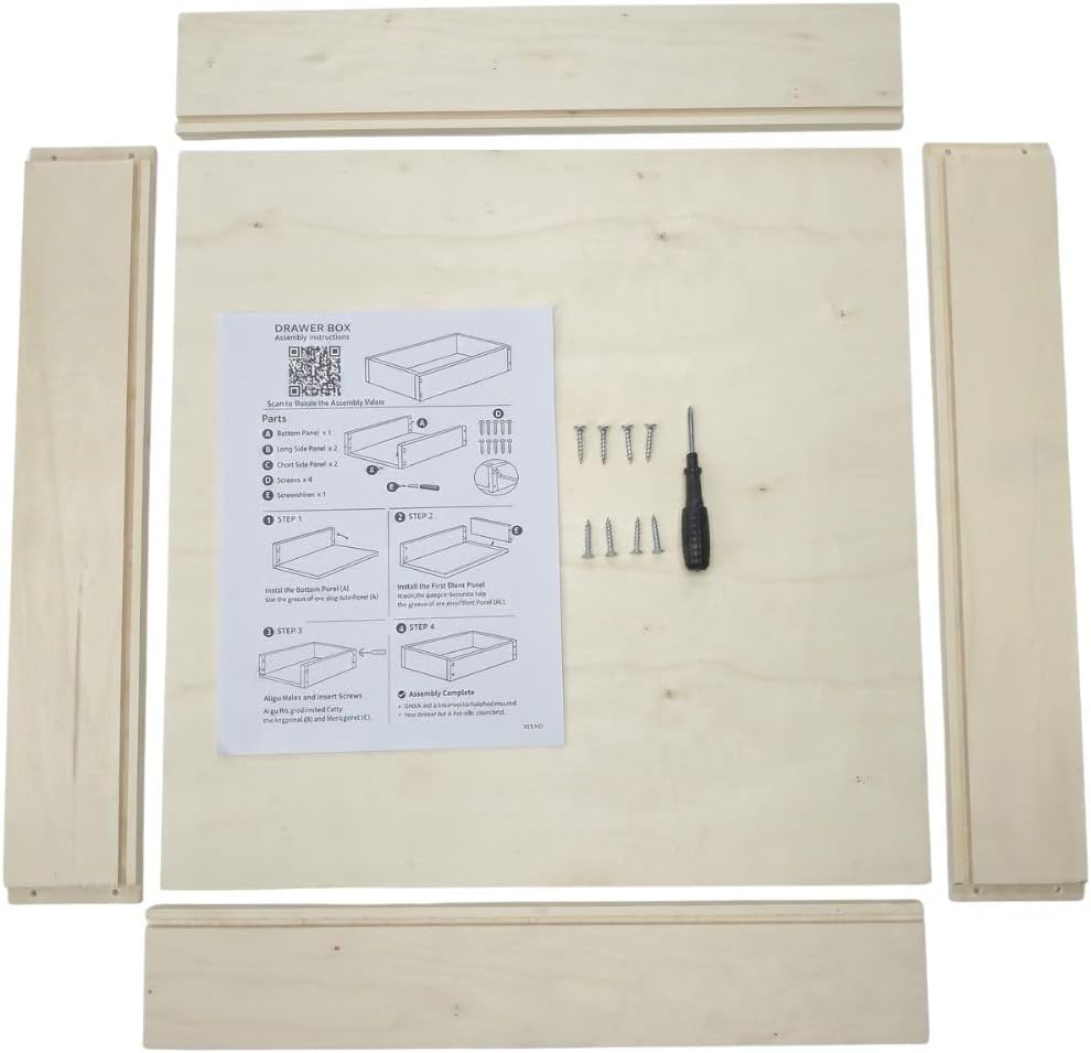 Replacement Kitchen Drawer Box – 19" Depth – Multiple Widths & Heights – Plywood DIY Drawer Kit for Pull-Out Cabinet Drawers, Rollout Shelf & Sliding Drawer (20" Wide, 3-1/2" Tall)