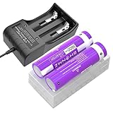 Galaxy SHENMZ 2 Pack Battery for 3.7V 3600mAh Flat Top Battery, Rechargeable, 2 Bay USB Battery Charger for Flashlight, Camera, Small Fan, Sound Equipment.…