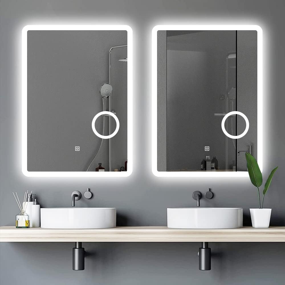 LED Lighted 20 x 28 Bathroom Vanity Mirror, Backlit, Wall Mounted, Touch Switch, Brightness Dimming, 3 Color Light