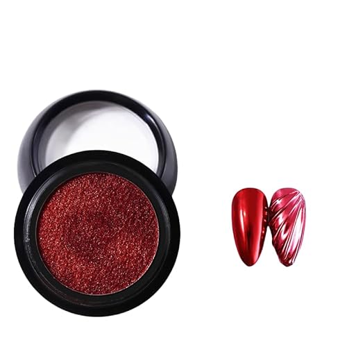 Red Metallic Mirror Chrome Nail Powder for Gel Nails, Holographic