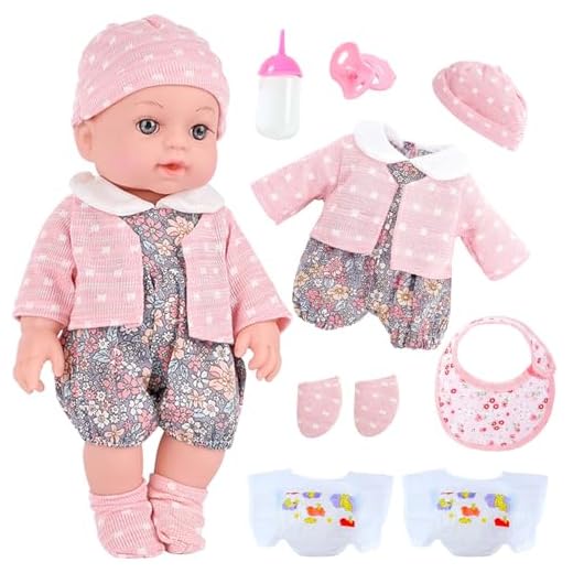 UZIDBTO Realistic Baby Doll Set - 12 Inch Newborn Baby Doll with Clothes and Accessories Baby Doll Diapers Bottle Food Stuff