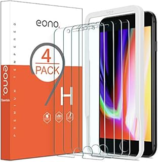 Amazon Brand - Eono 4 Pack Screen Protectors for iPhone 8 Plus and iPhone 7 Plus, Premium Tempered Glass Screen Protector with Alignment Frame, 9H Hardness, Crystal Clarity, 5.5 Inch