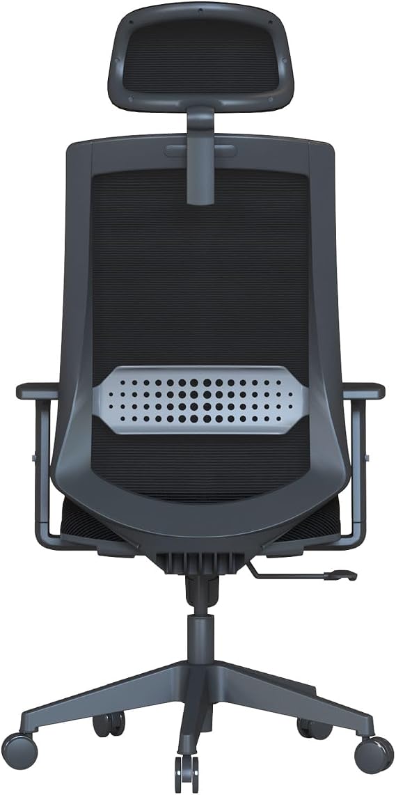 Casella Technical Office Furniture Adjustable Arm with Pordo Mesh Black Executive Work Chair with Movable Waist Support