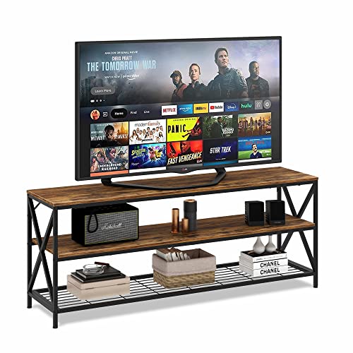 Hompenny Tv Stand For Tv Up To 65 Inch, Industrial Entertainment Center For Living Room Bedroom, Sturdy Wood Tv Console Table  Tv Cabinet With 3-Tier Storage Shelves, Rustic Brown #TOP13