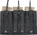 YONCONO Double/Triple Mag Pouch, Open-Top Molle Tactical Airsoft Magazine Holder with Bungee Straps for M4 M14 M16 G36 AR15 Magazines (Triple-Black) - Image 4