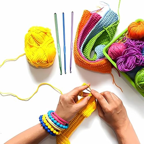 Image of VIRADHAM 12-Piece Aluminum Crochet Hook Set (2.0-8.0mm) - Colorful Ergonomic Crochet Needles Kit for Knitting, Crocheting & Yarn Crafts (Multi - Colours)