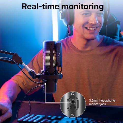 Image of BOYA K9 RGB USB Type C Microphone for YouTube | Gaming Set | Microphone for Recording | Gaming Mic for Pc | Condenser Mic with Desktop Stand Compatible with Windows and Mac Computers. (K9+Boom arm)