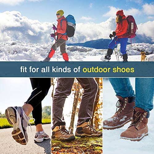 Audew Ice Cleats, Traction Cleats with Anti Slip 19 Stainless Steel Spikes, Winter Crampons Ice Snow Grips for Walking, Jogging, Climbing and Hiking on Snow & Ice (Fit M Size Shoes/Boots)