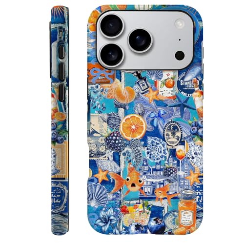 DAIZAG Case Compatible with iPhone 18 Pro/iPhone 17 Pro,Durable Shock Protection Cover for Girl Women,Collage Blue Orange Ocean Summer