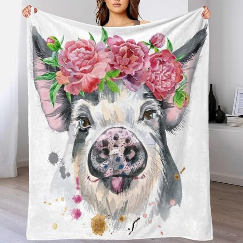 Couverture lit cochon 3D aquarelle en microfibre de prestige et douce - 4