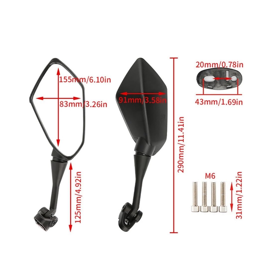 1 Par De Espejos Retrovisores Universales ABS Para Motocicleta, Deportivos, Color Negro, Para Manillar De Scooter Y Motocross Retrovisor moto