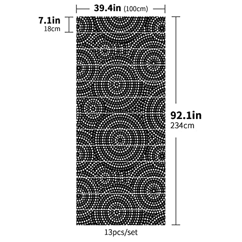 Black-And-White Pattern Self Adhesive Stair Stickers, Peel And Stick Vinyl Stair Risers Staircase Murals Decals Sticker Decor For Steps,39.4X7.1 Inch X13Pcs, White Black Grey #TOP4