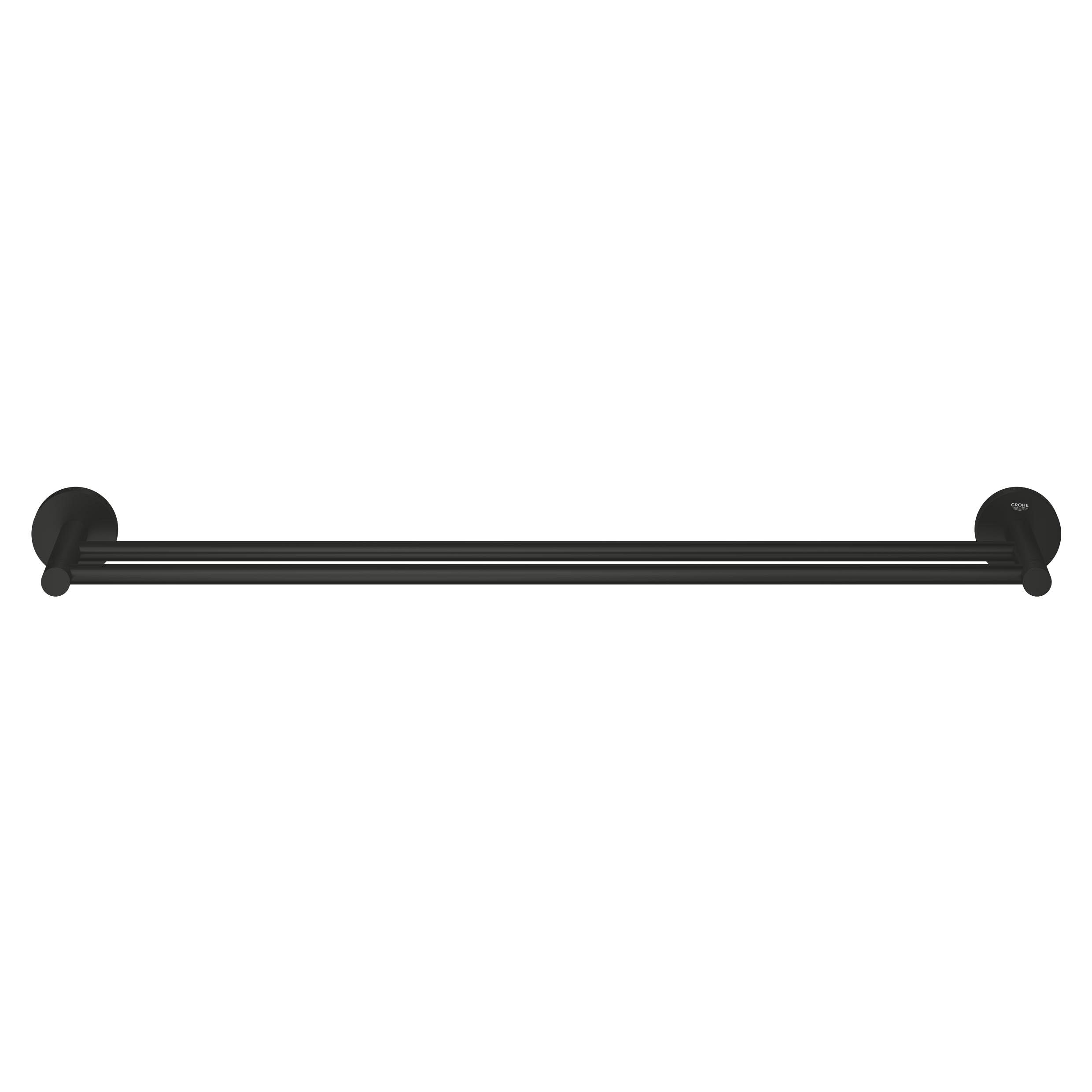 GROHE Start, Doppel-Handtuchhalter (für 2 große Handtücher, 65cm breit, Bohrabstand 60cm, inkl. Dübel und Schrauben, verdeckte Befestigung), rund, schwarz, 412032430