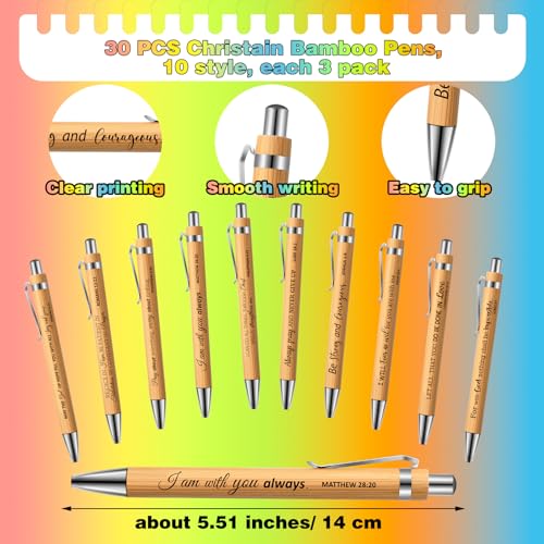 Zhanmai 30 Sets Christian Gift Spiral Notebook Bible Verse Prayer Journals Religious Notepad with Bamboo Ballpoint Pen Colored Sticky Index Tabs for Teacher Nurse Coworker Office (Bible Theme) - Thumbnail 4