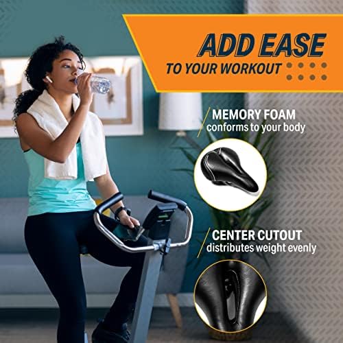 Bikeroo Padded Bike Seat - Universal, Soft Padded, Comfortable Bike Saddle for Men and Women - Compatible with Peloton, Stationary Bikes, Exercise & Mountain Bikes