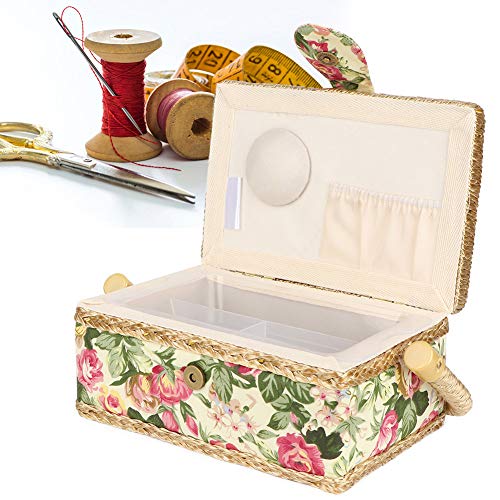 TOPINCN Portable Sewing Storage Box, Unique Sewing Basket, Comfortable for Scissors Buttons(Garden Rose) - Image 3