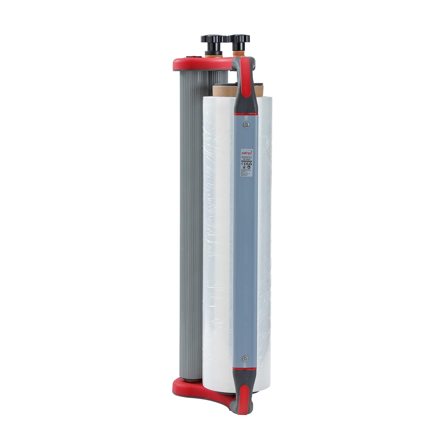 KATSU Tools Manueller Stretchfolienspender – einstellbare Spannung, Kartonpalettenverpackung, Handwickelmaschine, 1 x Rolle 3 kg Folie im Lieferumfang enthalten