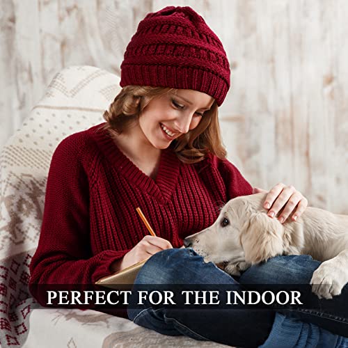 Image of Geyoga Winter Beanies Satin Lined Warm Thick Knitted Hats Slouchy Caps for Women