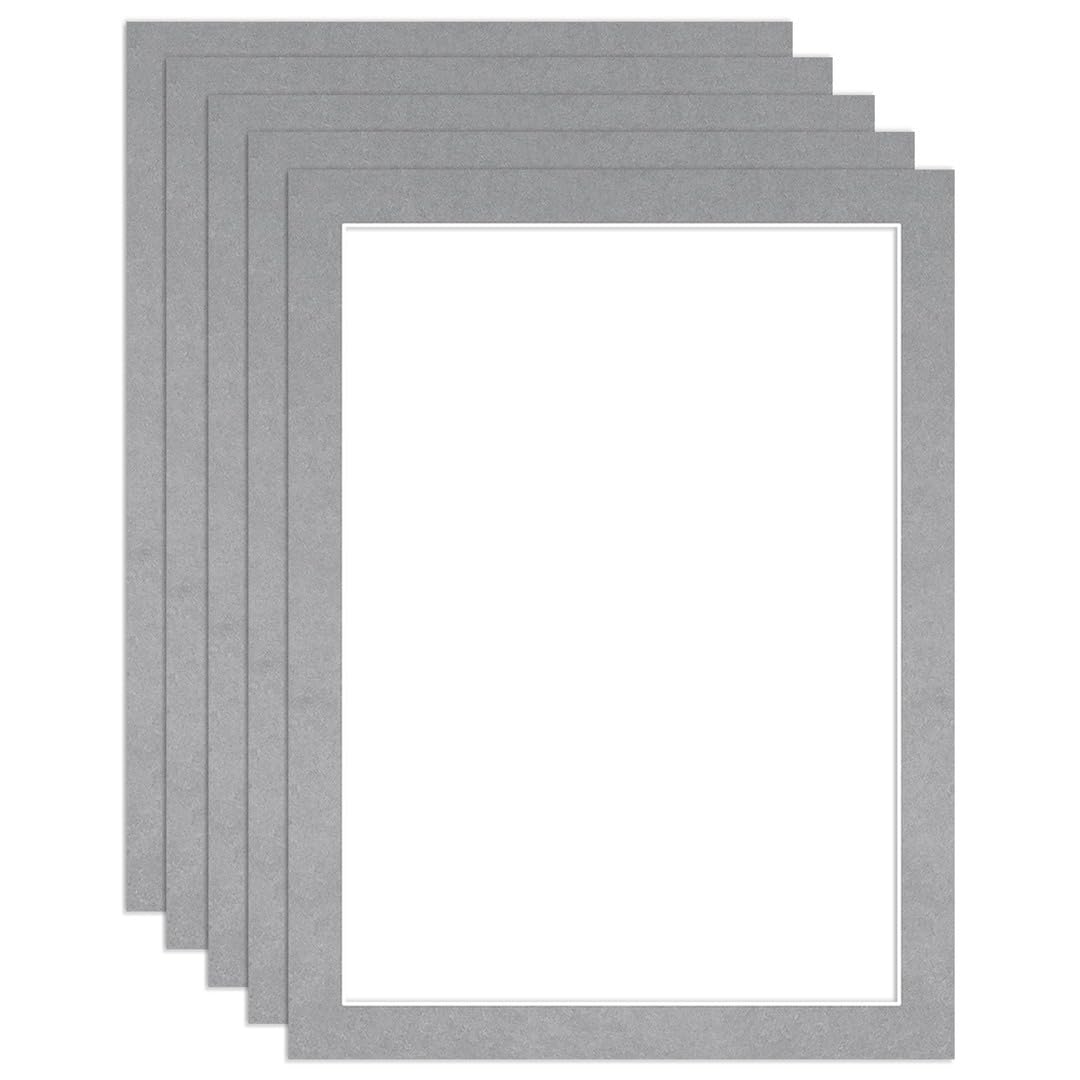 Procut Global 80x60cm Silver Picture Mounts to Fit 70x50cm Aperture - Precision Cut Cardboard Photo Mount - Ideal for Frames, Prints, Artwork & Certificates - Sizes & Colours Available - 5 Pack