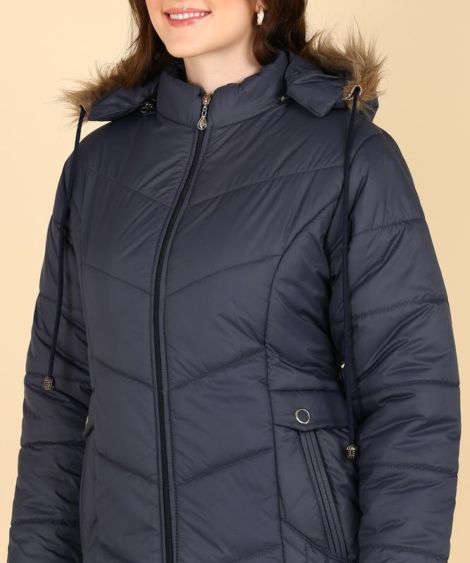 Image of ELLIPSE Nylon Full Sleeve Solid Casual Fashionable And Stylish Winter Jacket For Women's