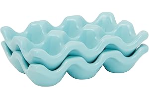 Ceramic Half Dozen Teal Egg Tray Holder